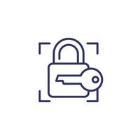 Lock and key line icon on white vector