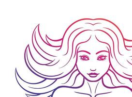 pretty girl face outline on white vector