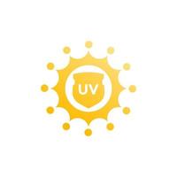 icono de protección uv, sol y escudo vector