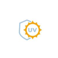 UV protect vector icon with shield and sun