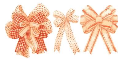 Set of gift ribbons bow illustrations hand painted watercolor styles vector