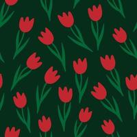 Tulip seamless vector pattern. Spring floral simple, stylish repeat texture for wrapping, web page background, Mothers day, womens day greeting card, fabrics, home decor, scrapbooking