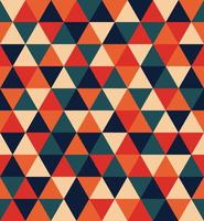 Retro Triangle vector seamless pattern. Festive, merry geometric shapes background. Abstract texture  for wrapping, wallpaper, textile,  leaflet. Red, Orange, Beige, Blue, Green mosaic backdrop.