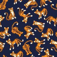 Cute tigers vector seamless pattern. Show of circus animals. Fashionable texture. Design for fabric, wallpaper, wrapping paper, invitation card, scrapbook paper.