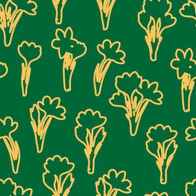 Spring flower crocus, saffron seamless pattern. Background for wrapping paper, textile, fabric, wallpaper, scrapbook, congratulation Easter, Mothers and Womens Day. Childish doodle stroking style