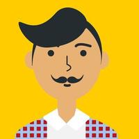 retrato de hipster de color plano. avatar de cara de etnia asiática joven. personajes para web, videojuego, cuenta, icono de vector. vector
