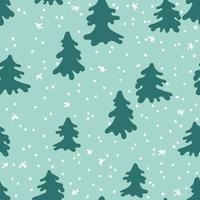 patrón de vector transparente con abeto y nevadas para papel tapiz, rellenos de patrón, fondos de páginas web, texturas superficiales, regalos. Texturas creativas hechas a mano para vacaciones de invierno, navidad, año nuevo.