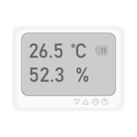 Wireless digital device for determining the humidity and temperature in the room. Thermometer and hygrometer with LCD screen showing degrees and percent humidity. Climate control monitor. Healthy home vector