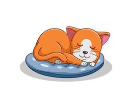 Cute Cat cartoon sleeping on the pillow vector