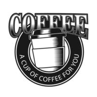 a cup of coffee logo, vintage style vector