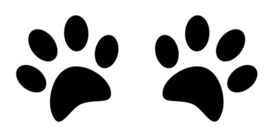 Silhouettes of pads of the cat paws. Animal paw prints on ground. Simple black and white vector isolated on white background