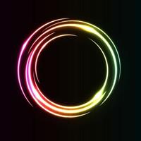 arco iris de efecto de luz de círculo abstracto en vector de marco de anillo iluminado