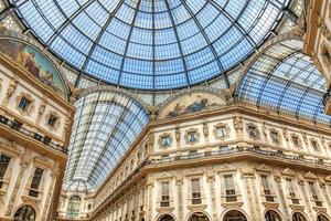 MILAN, ITALY, 2017 - Detail of Galleria Vittorio Emanuele II in Milan. It is one of the world's oldest shopping malls, opened at 1877. photo
