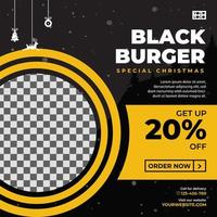 hamburguesa negra especial navidad vector