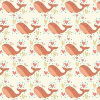 Pastel color whale seamless pattern vector