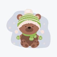 Cute cartoon bear in a hat. vector.