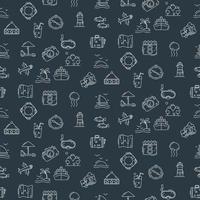 Stylish seamless pattern with laconic travel and vacation icons. vector