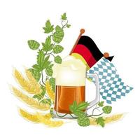 Fondo de celebración de oktoberfest. cerveza dibujada a mano, pretzel, salchicha y perro hod. vector