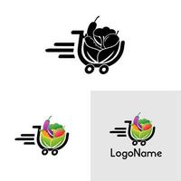 Grocery online logo. Supermarket delivery. Fresh food sign. Fast Shopping concept vector