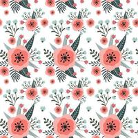 vector pattern with flowers, berries and hearts, use for the day holy valentine, packing, textiles, design of bed linen