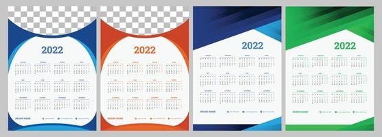 2022 calendar design week start on Monday vector