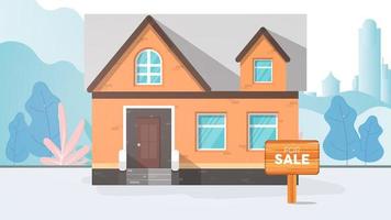 House for sale. For Sale sign. Home and real estate sale concept. vector