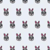 Seamless pattern Cheerful hare with glasses. Rabbit with glasses. Good for backgrounds, postcards, and brown paper. Vector. vector