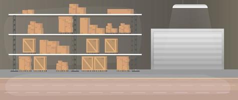 Large warehouse with drawers. Rack with drawers and boxes. Carton boxes. Vector. vector