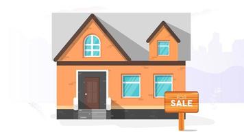Casa en venta. para firmar la venta. concepto de venta de viviendas e inmuebles. vector