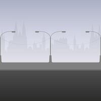 Empty road with city silhouette. City landscape in light gray colors. Vector. vector