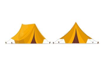 Yellow camping tent. Isolated on a white background. Vector. vector