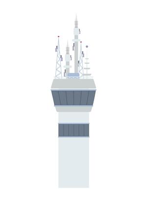 An illustration of a tower with antennas