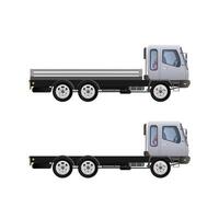 Two flatbed trucks on a white background vector
