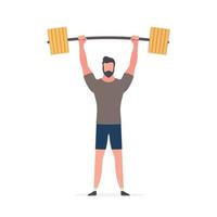 Spotsman with a barbell. A man lifts a barbell. The concept of sport and healthy lifestyle. Isolated. Vector. vector