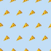 Seamless background with a slice of pizza. Pizza in a flat style. Endless background. Good for backgrounds, cards, and wrap designs. . vector