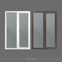 Two windows with glass doors on a gray background vector