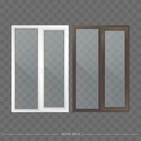 Set of metal-plastic windows with transparent glasses. Modern windows in a realistic style. Vector. vector