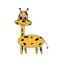 jirafa divertida en un estilo plano. icono de jirafa amarilla. bueno para postales, pegatinas y libros para niños. vector. vector