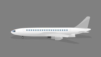 el avión está aislado sobre un fondo gris. plano vectorial realista. elemento de diseño sobre el tema del aeropuerto, vuelos y turismo. vector