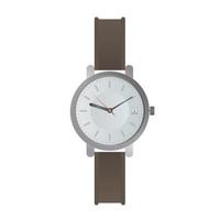 Wristwatch with a white dial and a brown strap. Wristwatch in a flat style. Isolated. Vector. vector