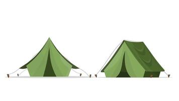 carpa verde para acampar. Aislado en un fondo blanco. vector. vector