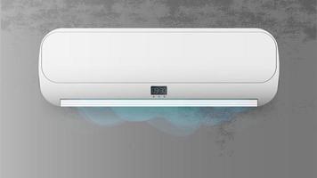 White air conditioner on a concrete wall. Realistic air conditioner vector. vector