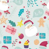 Vector illustration. Seamless patterns with colorful illustrations of Christmas items. Gift packages. Use it for textile prints, patterns, web pages, wrapping paper, presentation designs
