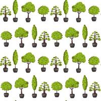 Seamless background with trees in a pot. Vector illustration for printing on postcards, wrapping paper, bedding, clothes for adults and children.