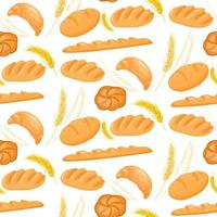 Seamless pattern of bread and bakery products. Bakery background. Vector illustration.