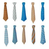 Vector set of men's ties. Elegant textiles with a variety of textures. men's accessories in cartoon style.