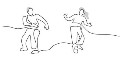 Continuous one single line of mature couple dancing vector