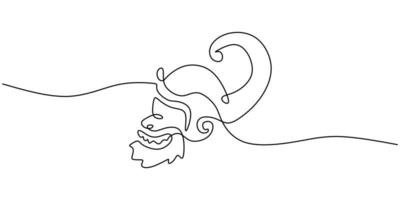 Continuous one single line of monkey man from india vector