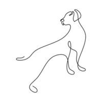 Continuous one single line of big dog isolated on white background. vector