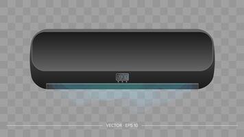 Black air conditioner emits cold 3d. Realistic air conditioner vector. vector